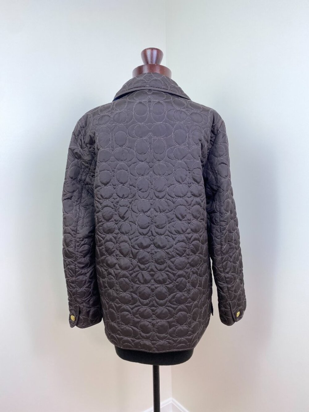 Coach Signature C Quilted Barn Jacket Brown Blue Size M Vintage - Picture 5 of 16